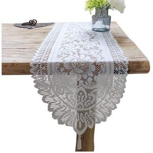 White lace cotton crochet table/dresser runner🌻